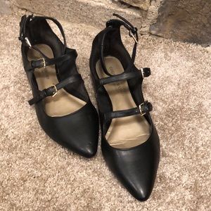 Christian Siriano black ballet flats straps pointy